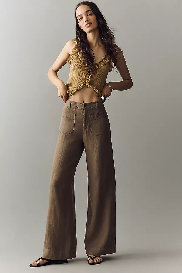 The Marine Linen High Rise Wide Leg Pants | Anthropologie (US)