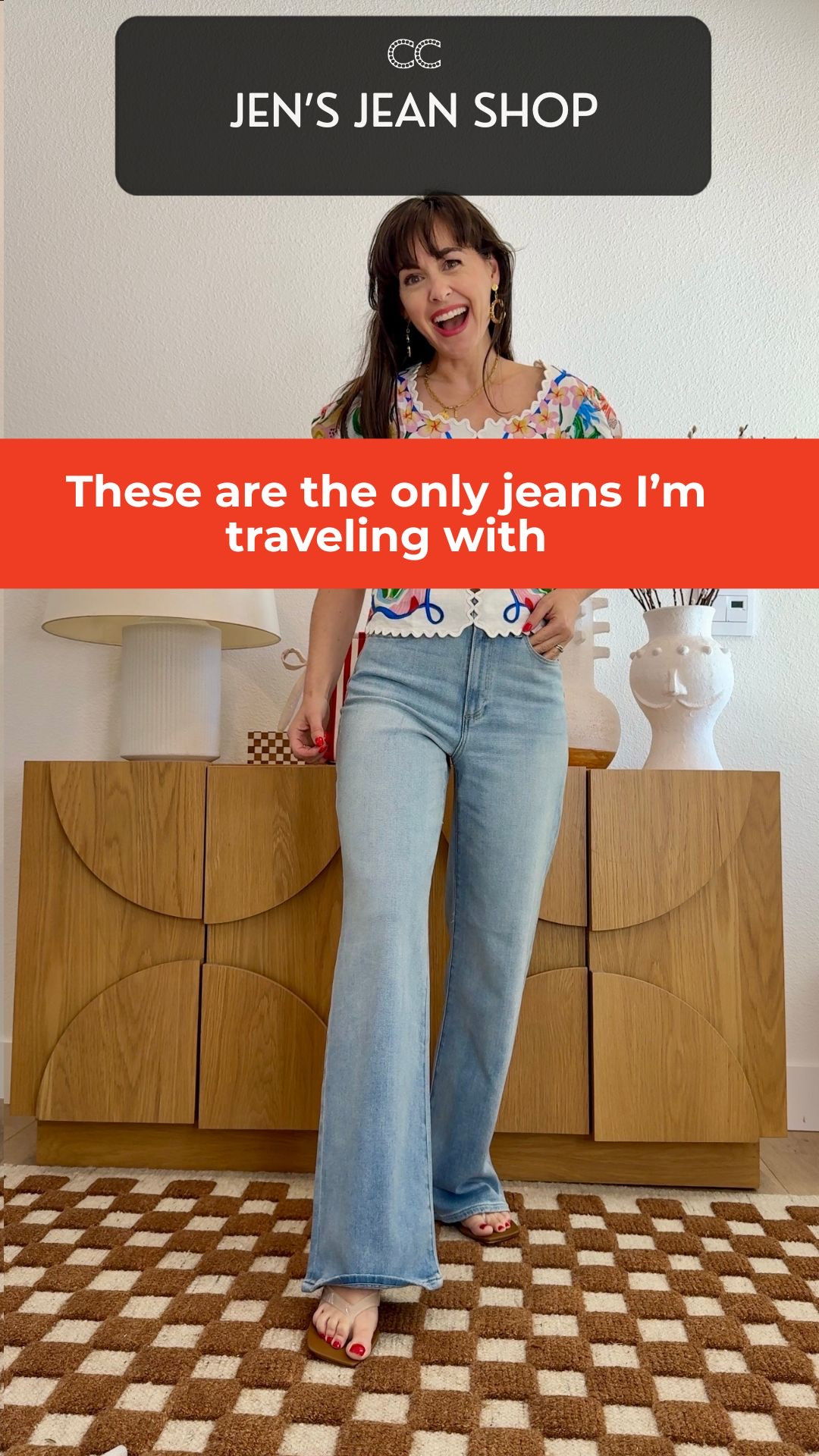 These are the only jeans I’m traveling with because they fit great. Go with all my shoes and won’t bag out no matter how many times I wear them..
