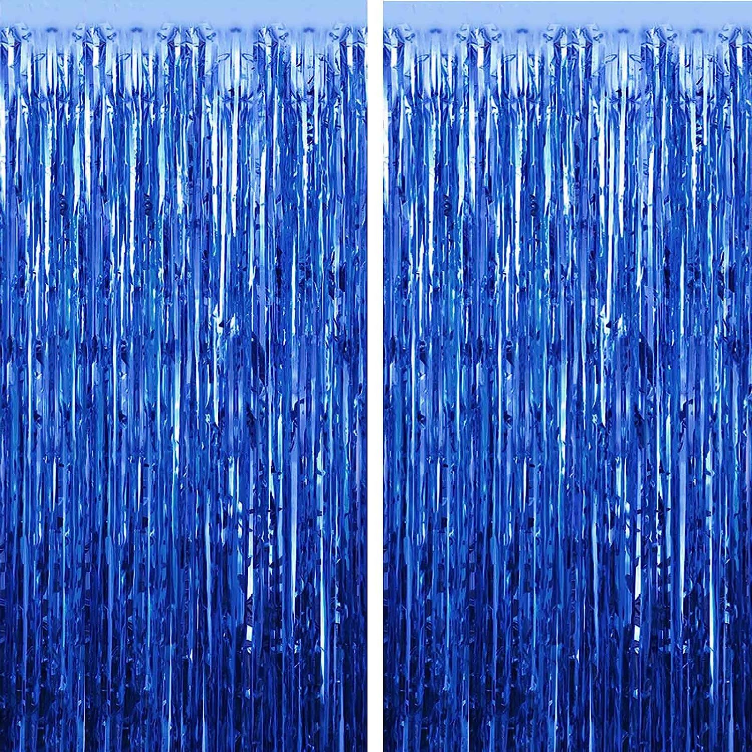 Fecedy 2pcs 3ft x 8.3ft Navy Blue Metallic Tinsel Foil Fringe Curtains Photo Booth Props for Birt... | Amazon (US)