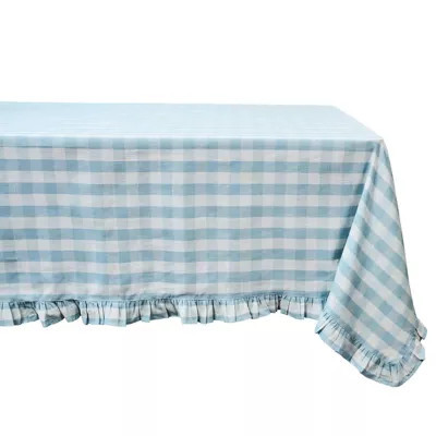 Juliska Gingham Ruffle 60" x 120" Tablecloth - Ocean | Belk