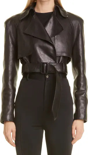 Et Ochs Parker Belted Crop Calfskin Leather Jacket | Nordstrom | Nordstrom