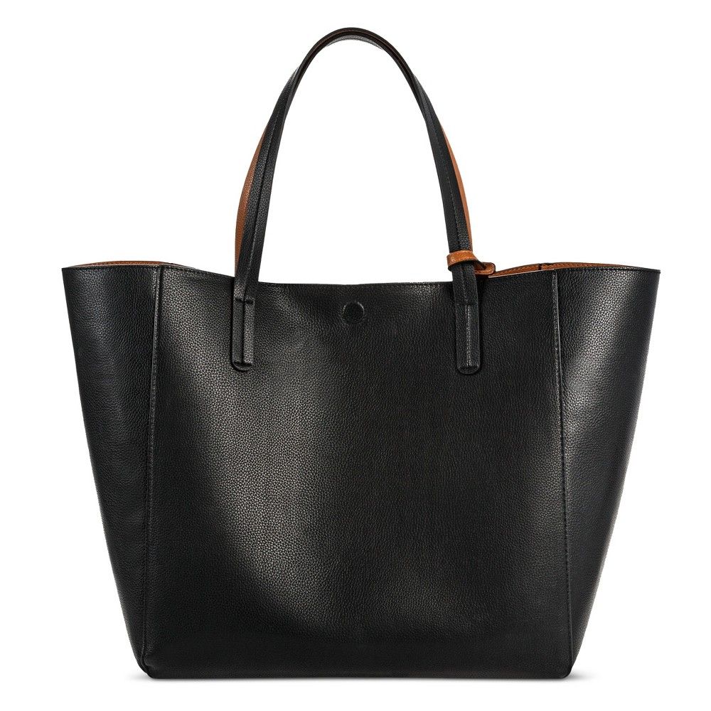 Women's Reversible Faux Leather Tote - A New Day Black, Size: Small | Target