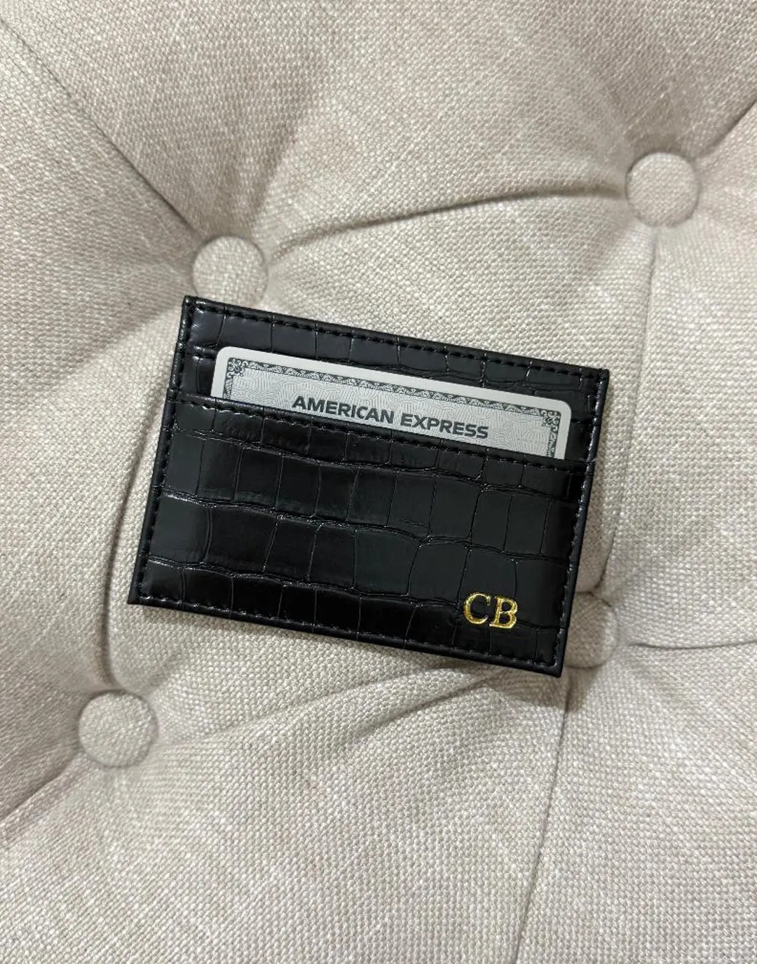 Monogrammed Croc Embossed Vegan Leather Cardholder: Personalized Initial Wallet - Etsy | Etsy (US)