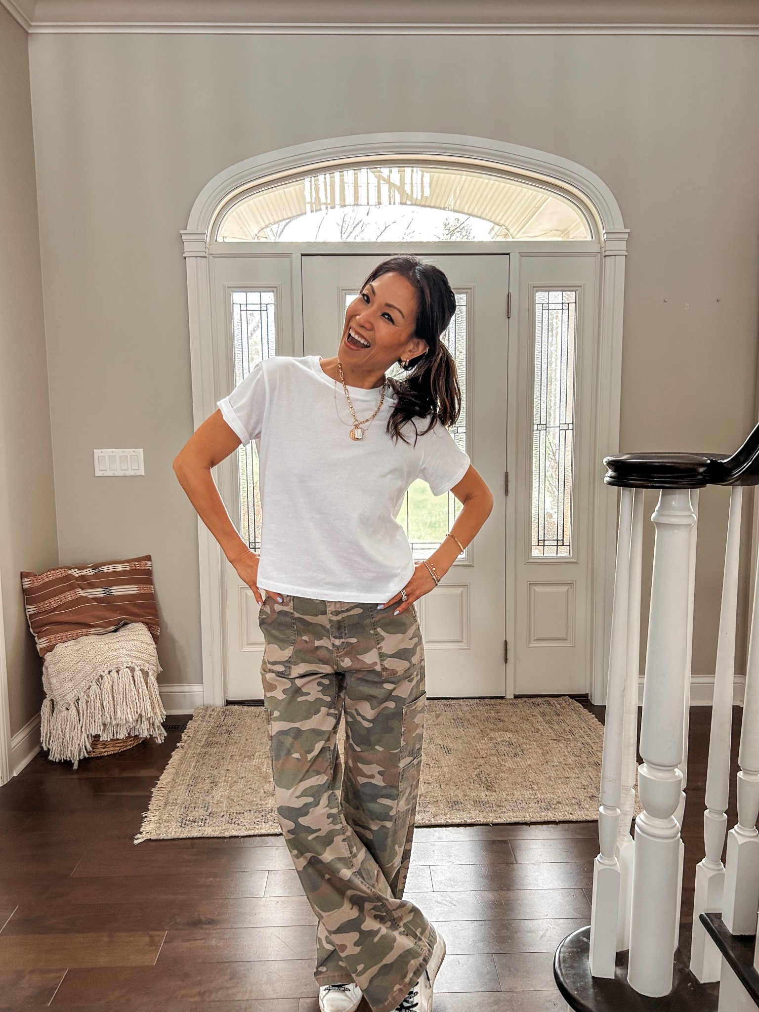 THE VIRAL CAMO PANTS ARE BACK!!! These pants from @walmart are $17, and when I say they’re the best, I mean they’re the absolute BEST. Super comfy with an elastic waist (only in the back - the front has a button and zipper!) and wide-leg, these pants look so flattering on everyone!! This basic tee is the best tee I’ve ever tried on, and I immediately bought all the colors. Wearing a size small in both!! 

#WalmartPartner #WalmartFashion @walmartfashion

#LTKStyleTip #LTKFindsUnder50 #LTKSaleAlert