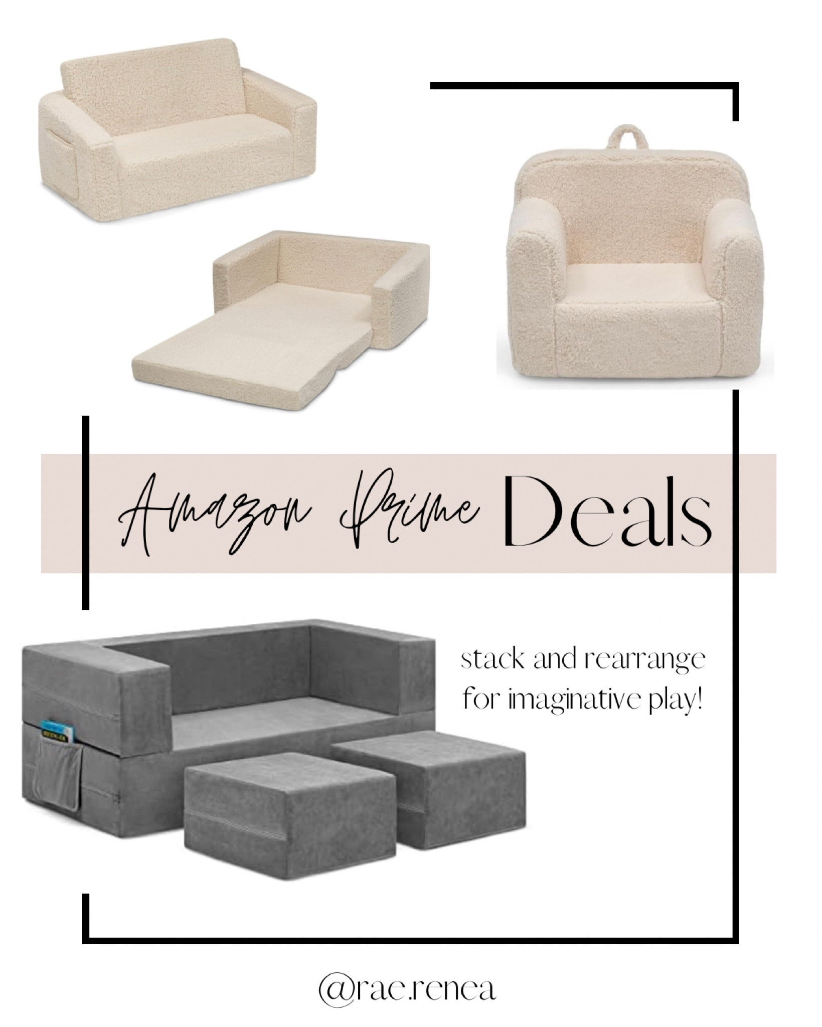 ✨ Amazon Prime Day is here! ✨ Shop these cozy play room / nursery musts. The grey sofa is convertible and a nugget inspired designed for a lower cost! 

#LTKkids #LTKhome #LTKsalealert