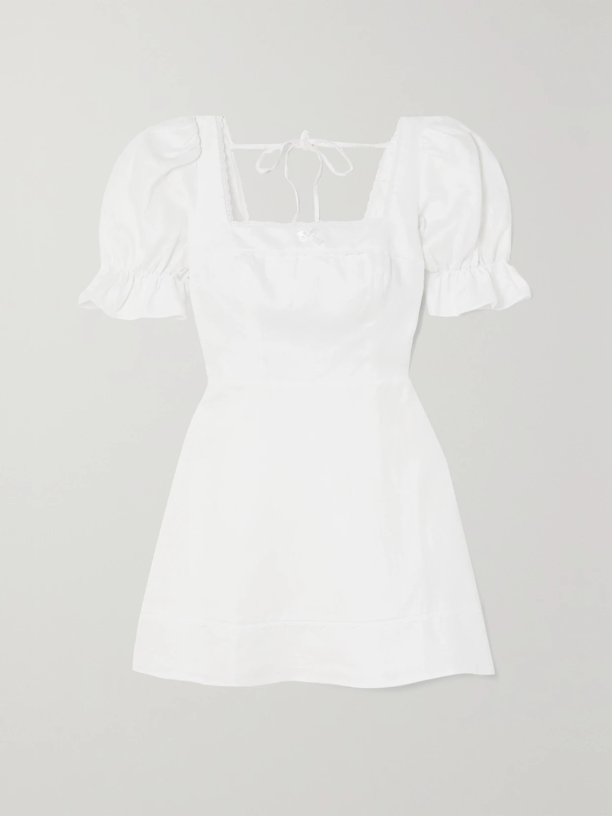 Reformation - Evianna Lace-trimmed Linen Mini Dress - White | NET-A-PORTER (US)