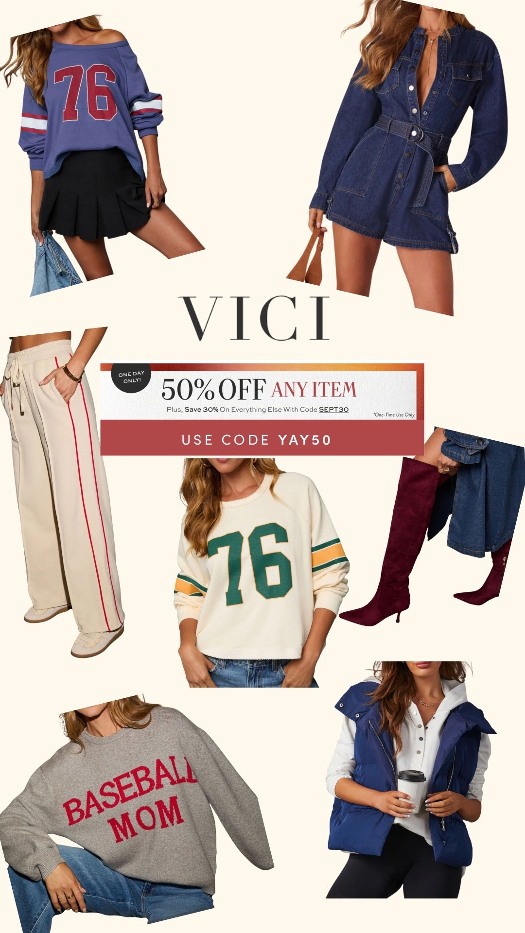 50% OFF ONE ITEM AT VICI!! Use code YAY50 and treat yoself!

#LTKFindsUnder50 #LTKFallSale #LTKActive