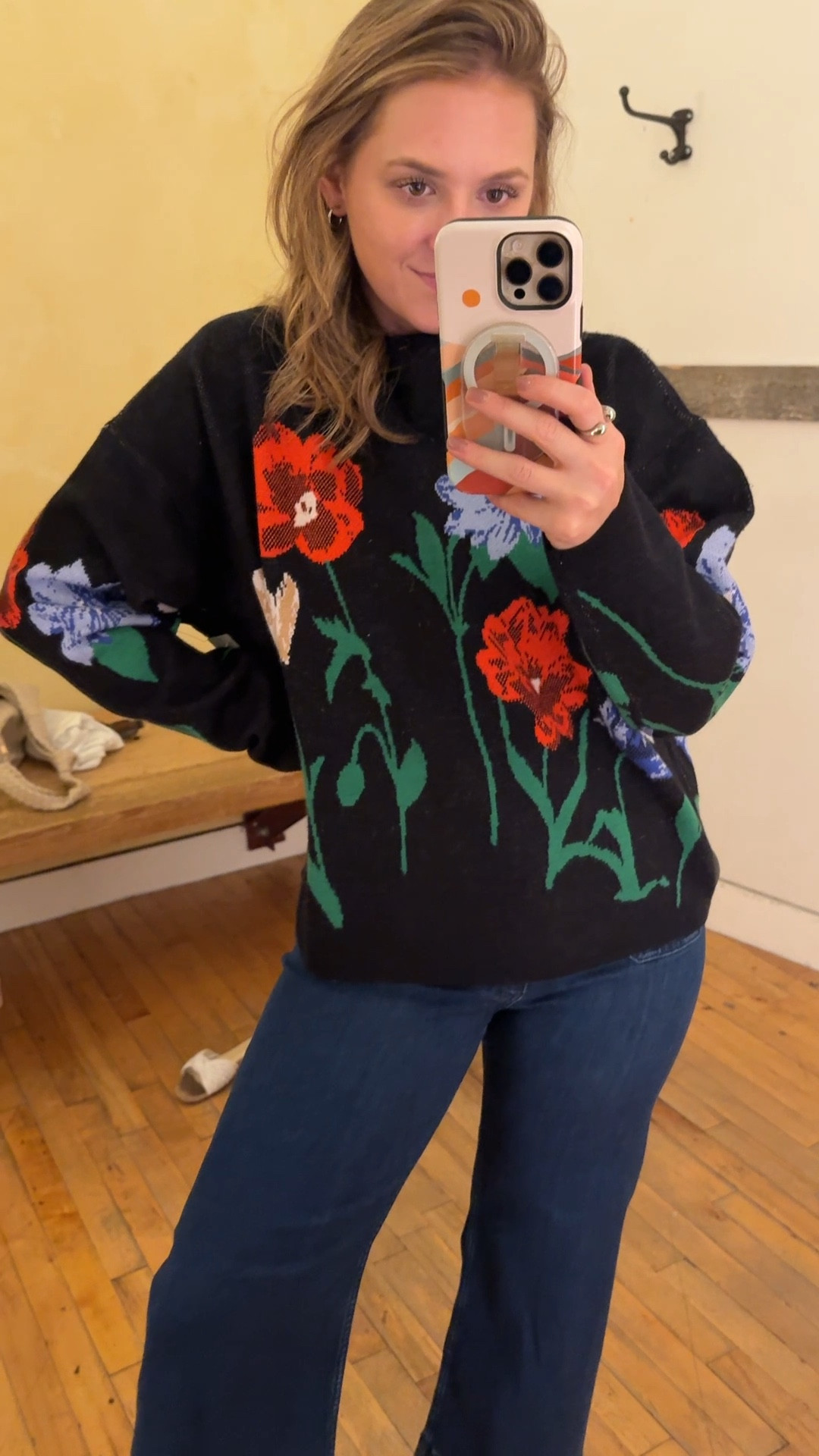 The softness of this sweater cannot be stressed enough I'm obsessed with this mockneck! It comes in several fun prints like this flower print as well as some solids. I'm personally going to purchase in the green/ navy floral print as I'm not much of a black wearer but this still is so cute. Wearing size small and its tts, full length sweater, slightly boxy. 

#LTKStyleTip #LTKSeasonal