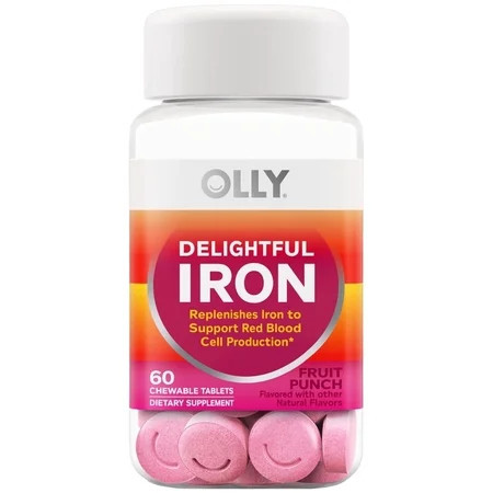 OLLY Delightful Iron Chewable Tablet Supplement Iron from AB Fortis Fruit Punch Flavor 60 Count | Walmart (US)