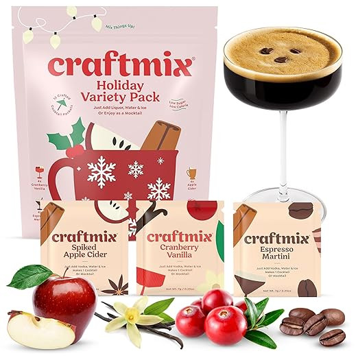 Craftmix Holiday Variety Cocktail & Mocktail Drink Mixer, Skinny Mixes - Water Flavoring Packets ... | Amazon (US)