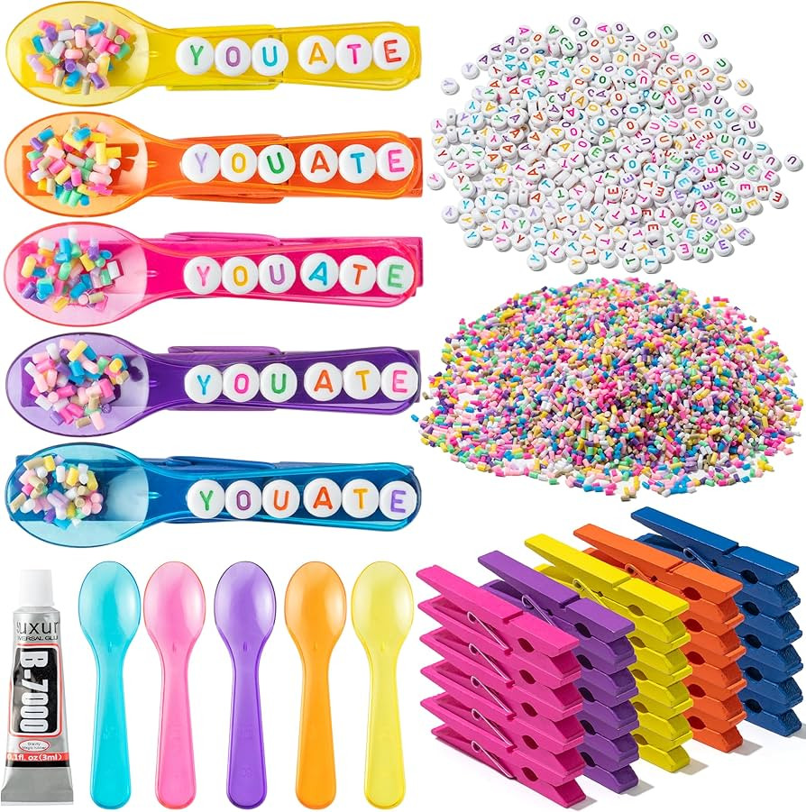 Haooryx YOU ATE Spoon Cheer Pins Team Spirit Clips - 60 Set DIY Good Luck Wooden Clothes Pin Colo... | Amazon (US)