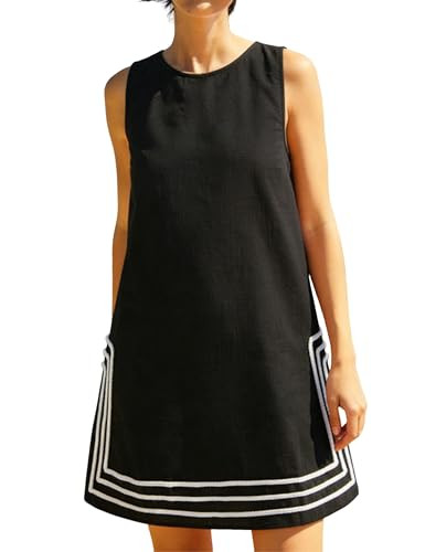 Lentta Womens Summer Boho A-Line Mini Dress Casual Color Block Crewneck Sleeveless Sundress Beach... | Amazon (US)