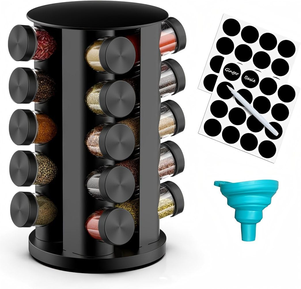 Organizador giratorio de especias para gabinete, estante de especias con 20 frascos, estante de e... | Amazon (US)