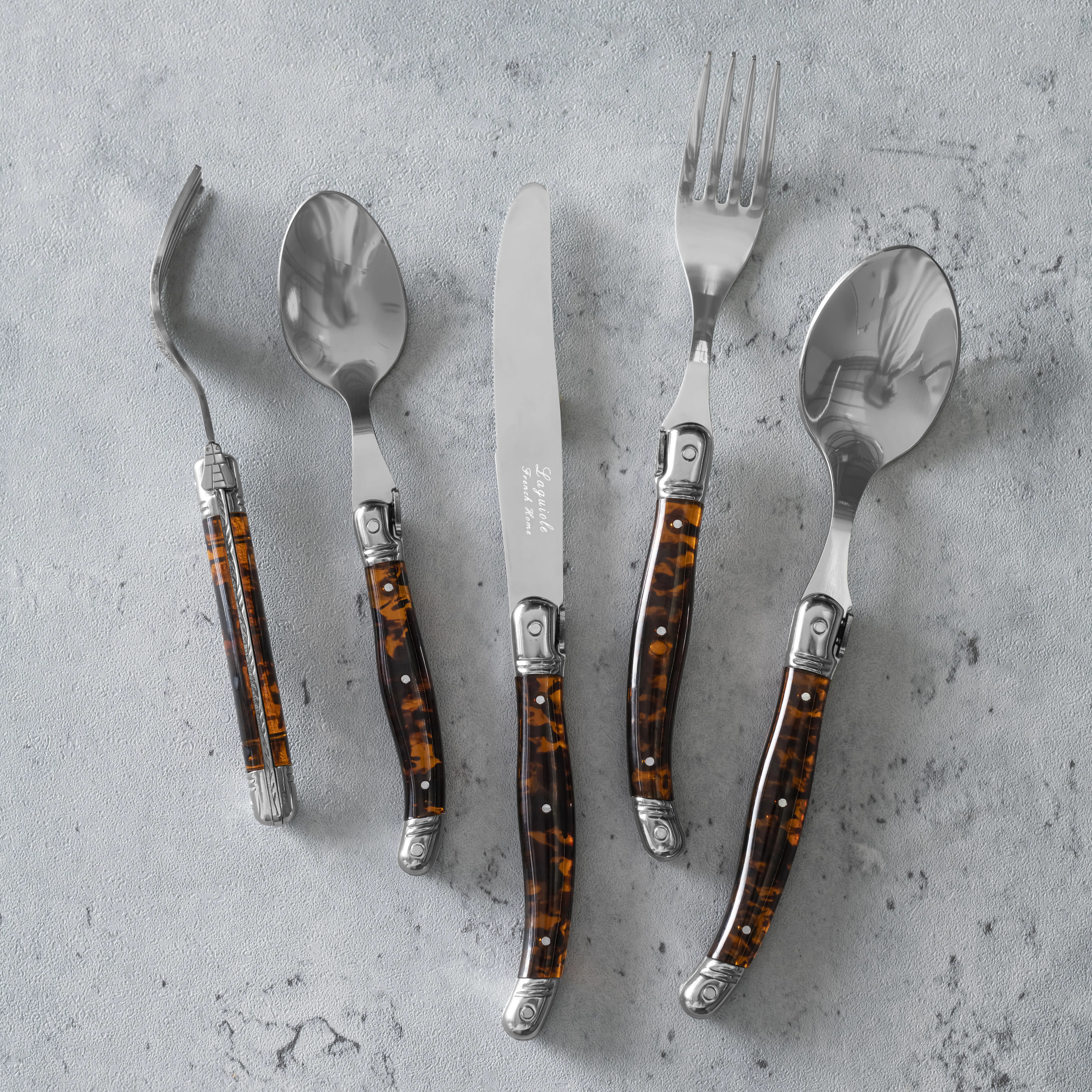 French Home Laguiole Connoisseur 20-Piece 18/10 Stainless-Steel Flatware Set With Handles & Revie... | Wayfair North America