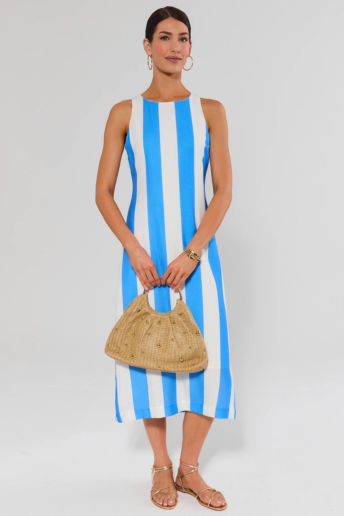 Blue Striped Midi Dress | Avara