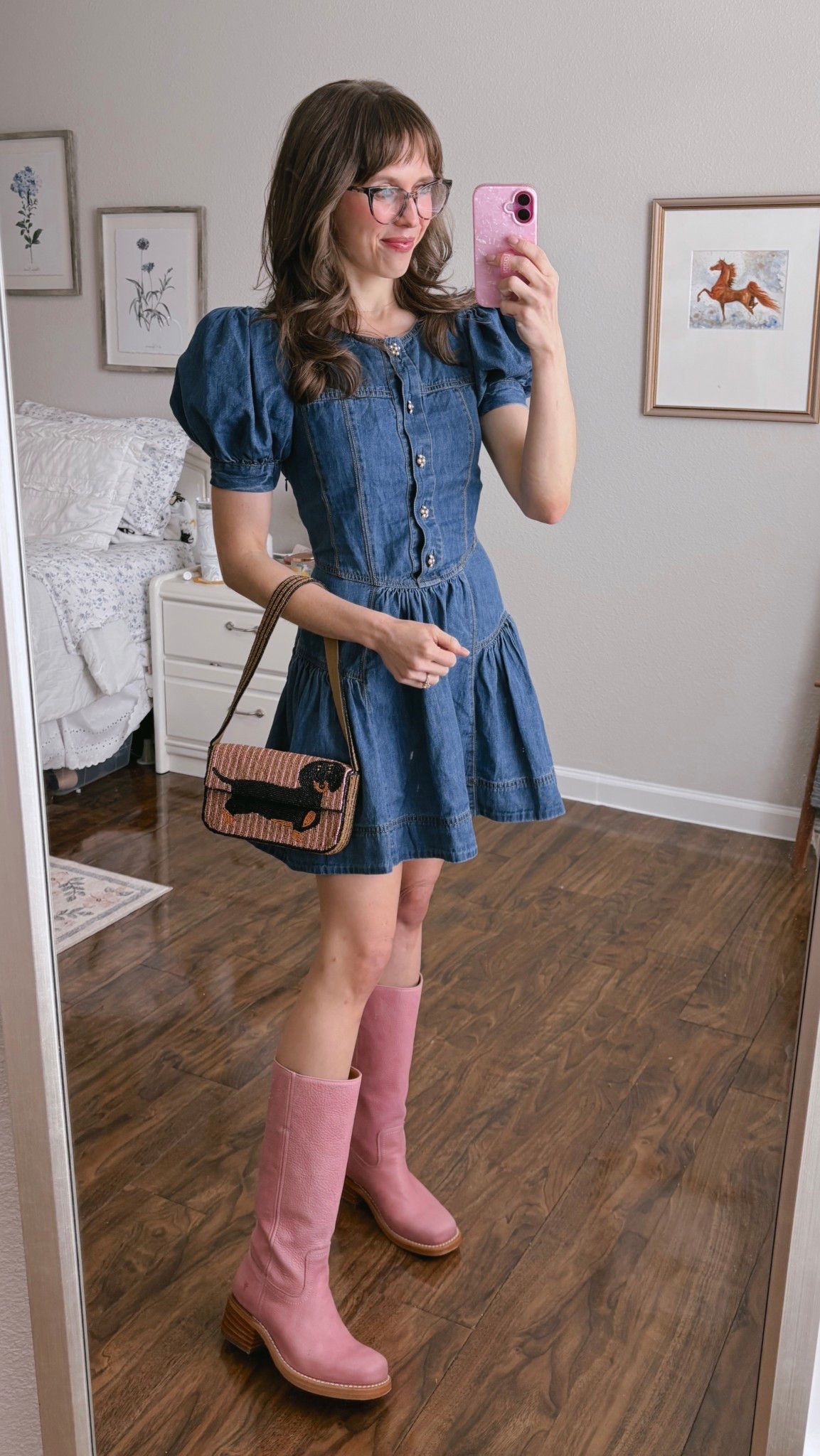 Denim dress, pink Frye boots, pink Frye boots outfit, pink Frye campus boots, pink Frye campus boots fall outfit

#LTKFindsUnder50 #LTKSeasonal #LTKShoeCrush