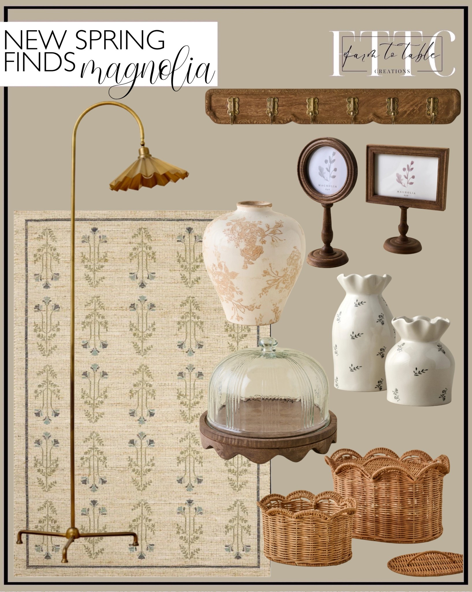 New Spring Magnolia Home Decor Finds

Follow @farmtotablecreations on Instagram for daily home decor finds, styling ideas, and exclusive deals.

All of these beautiful pieces are from Magnolia and perfectly capture that classic, timeless Magnolia aesthetic—soft florals, warm woods, neutral textures, and heirloom-style details. From the brass floor lamp and botanical frames to the ceramic vases, woven baskets, glass cloche, and patterned rug, these are versatile spring finds that layer effortlessly in entryways, living spaces, kitchens, and bedrooms. These are the kind of pieces you’ll use year after year, well beyond one season.

#magnolia #magnoliahome #springhomedecor #neutraldecor #classicdecor #entrywaydecor #livingroomdecor #homedecorfinds #wooddecor #ceramicvase #baskets #homedetails

#LTKFindsUnder50 #LTKSeasonal #LTKHome