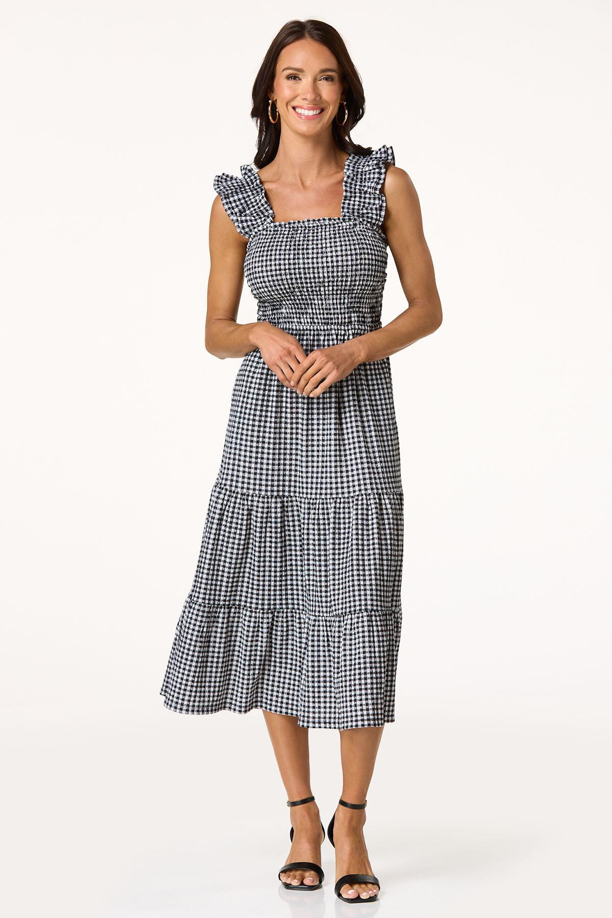 Smocked Gingham Midi Dress | Cato Fashions