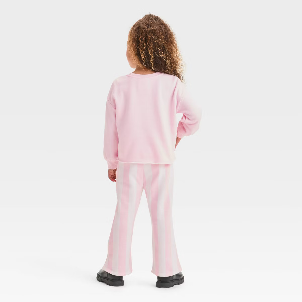 Toddler Girls' Hello Kitty 2pc Fleece Pullover Top & Striped Flare Pants - Pink | Target