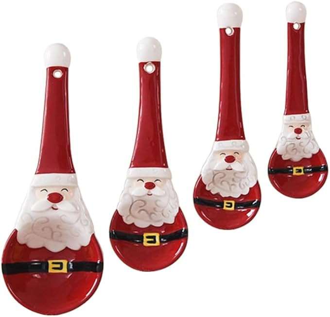 Ceramic Christmas Spoons, 4 pcs Santa Measuring Spoons, Cute Christmas Kitchen Accessories for Ba... | Amazon (US)