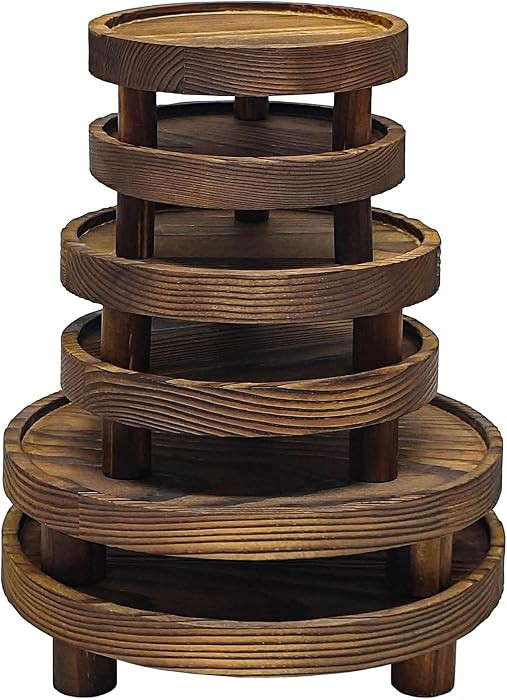 6 PCS 5/6/8 Inch Wooden Risers for Display Wood Pedestal Stand (Brown) | Amazon (US)