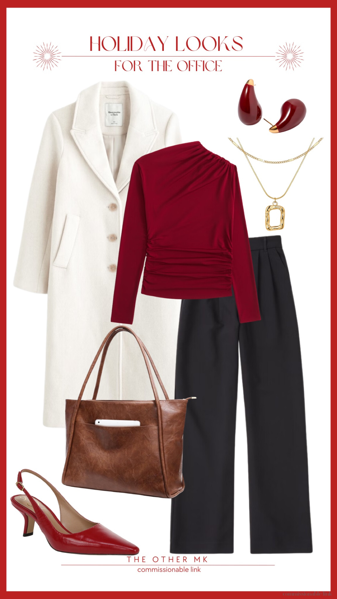 I love red during the holidays ! 

Workwear, office look, holiday outfit inspo, coat, red work top, brown work bag 

#LTKSeasonal #LTKWorkwear #LTKStyleTip