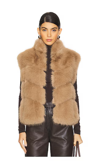 Generation Love Rosario Faux Fur Vest in Tan. - size S | Revolve Clothing (Global)