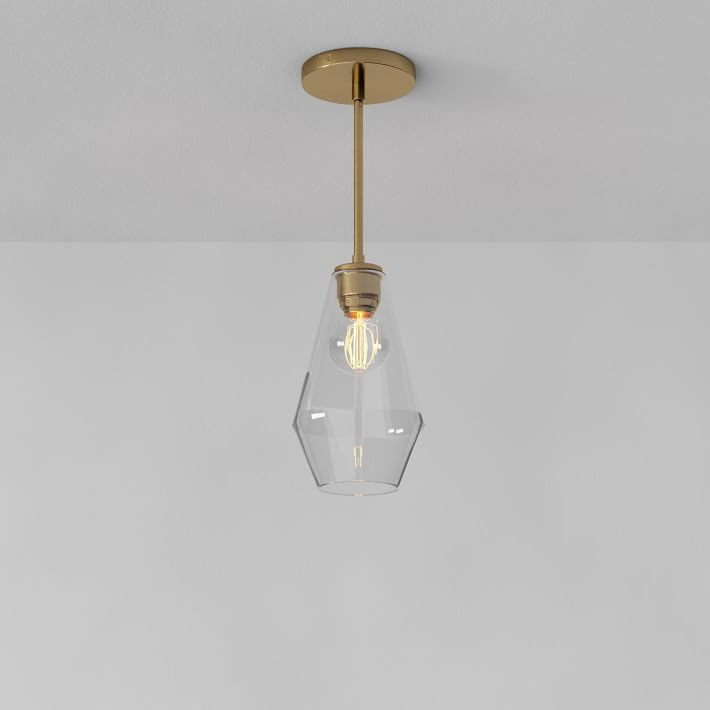Sculptural Glass Geo Pendant - Clear | West Elm (US)