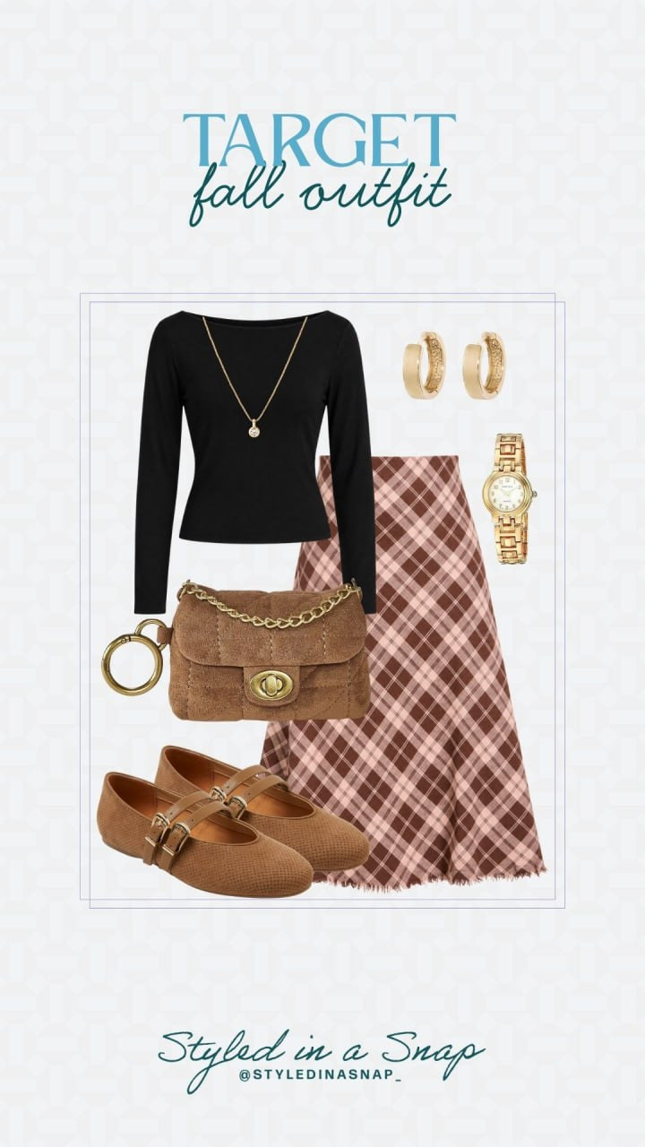 Target fall outfit that's giving preppy polish 🍂 Black top, plaid maxi skirt, and Mary Jane flats!

// Fall Outfits, Target Fashion Fall, Target Fashion Finds, Target Outfits Women
 

 #LTKgrwm #LTKootd #LTKSeasonal