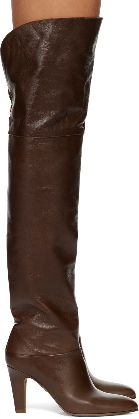 Chloé Brown Eve Thigh High Boots | SSENSE