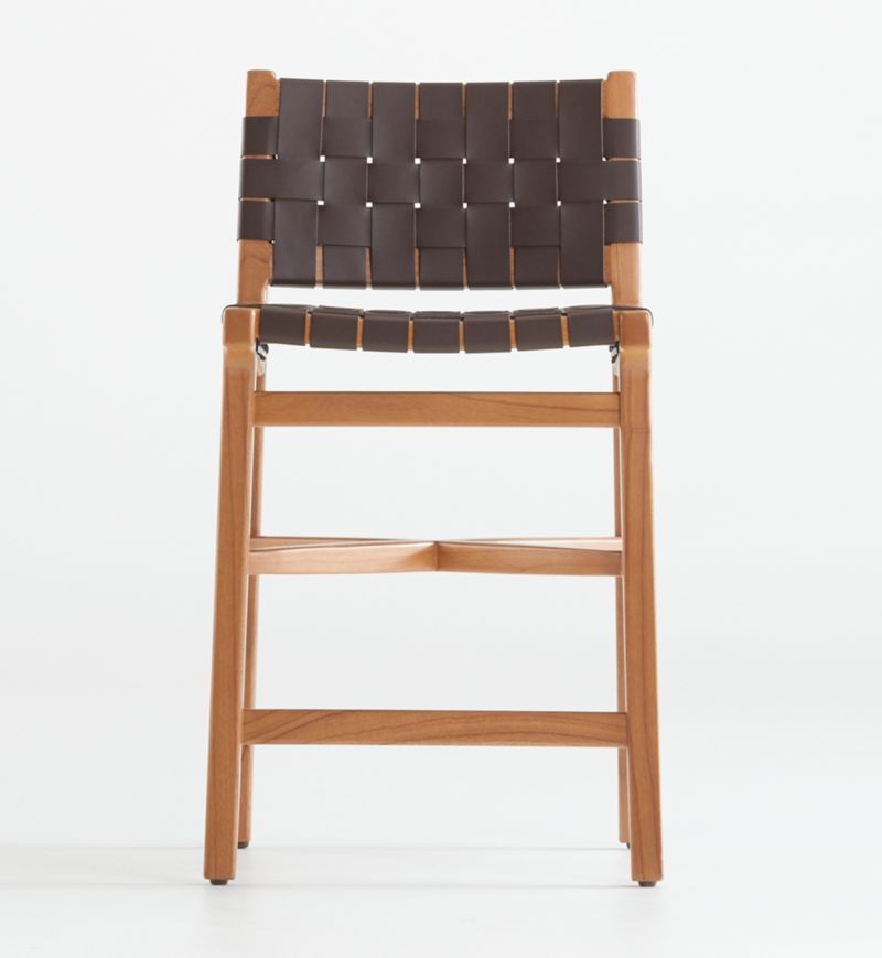 Taj Leather Strap Counter Stool + Reviews | Crate and Barrel | Crate & Barrel