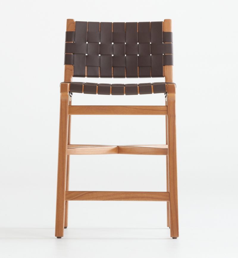 Taj Leather Strap Counter Stool + Reviews | Crate & Barrel | Crate & Barrel