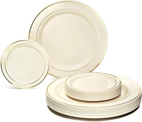 " OCCASIONS" 50 Plates Pack, Heavyweight Premium Disposable Plastic Plates Set (25 x 10.5'' Dinne... | Amazon (US)