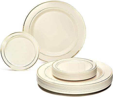 " OCCASIONS" 50 Plates Pack, Heavyweight Premium Disposable Plastic Plates Set (25 x 10.5'' Dinne... | Amazon (US)