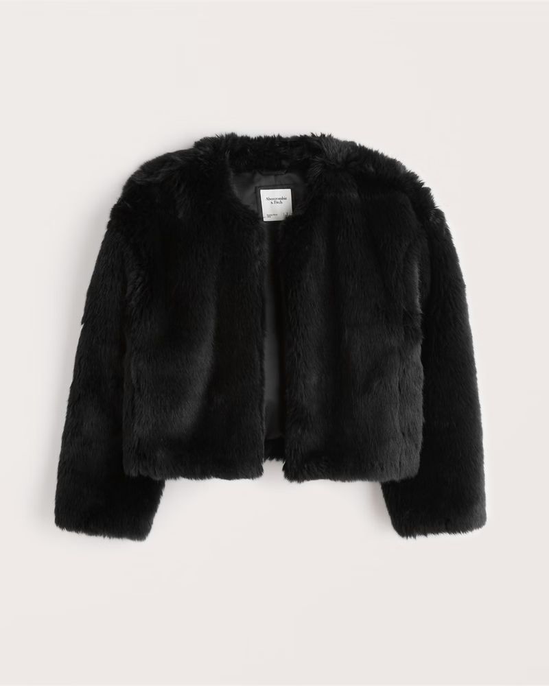 Cropped Faux Fur Jacket | Abercrombie & Fitch (US)