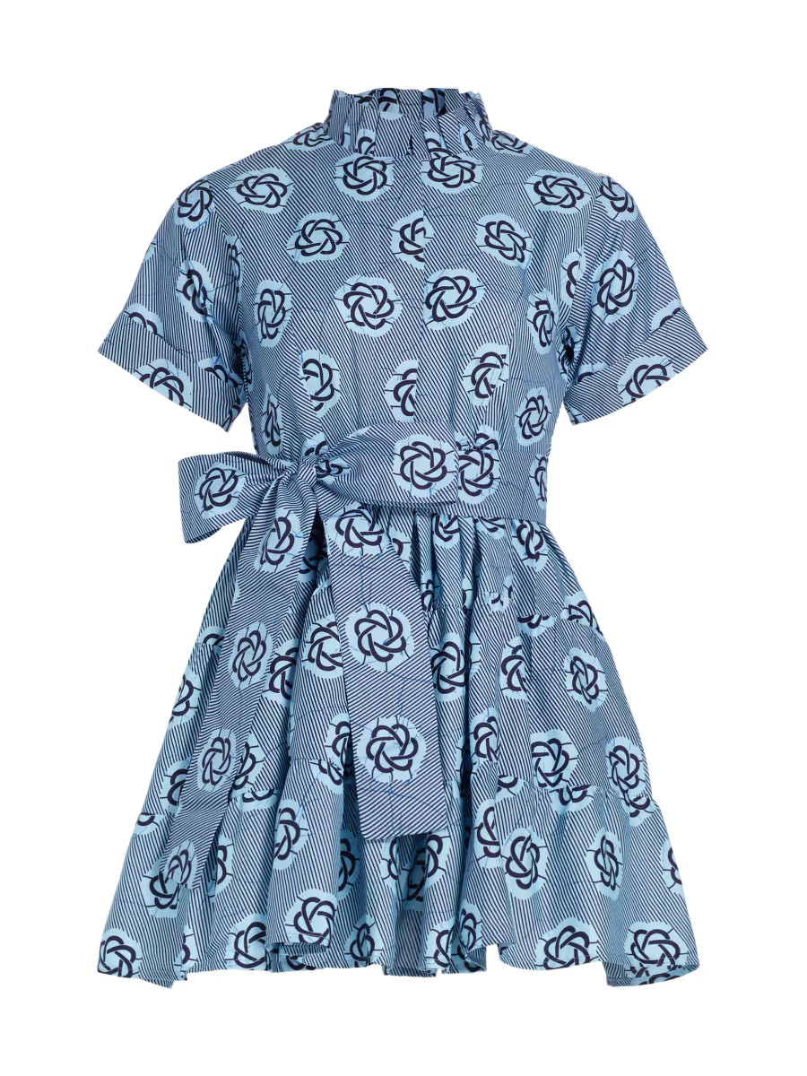 Olori Striped Geometric Cotton Tie-Waist Minidress | Saks Fifth Avenue
