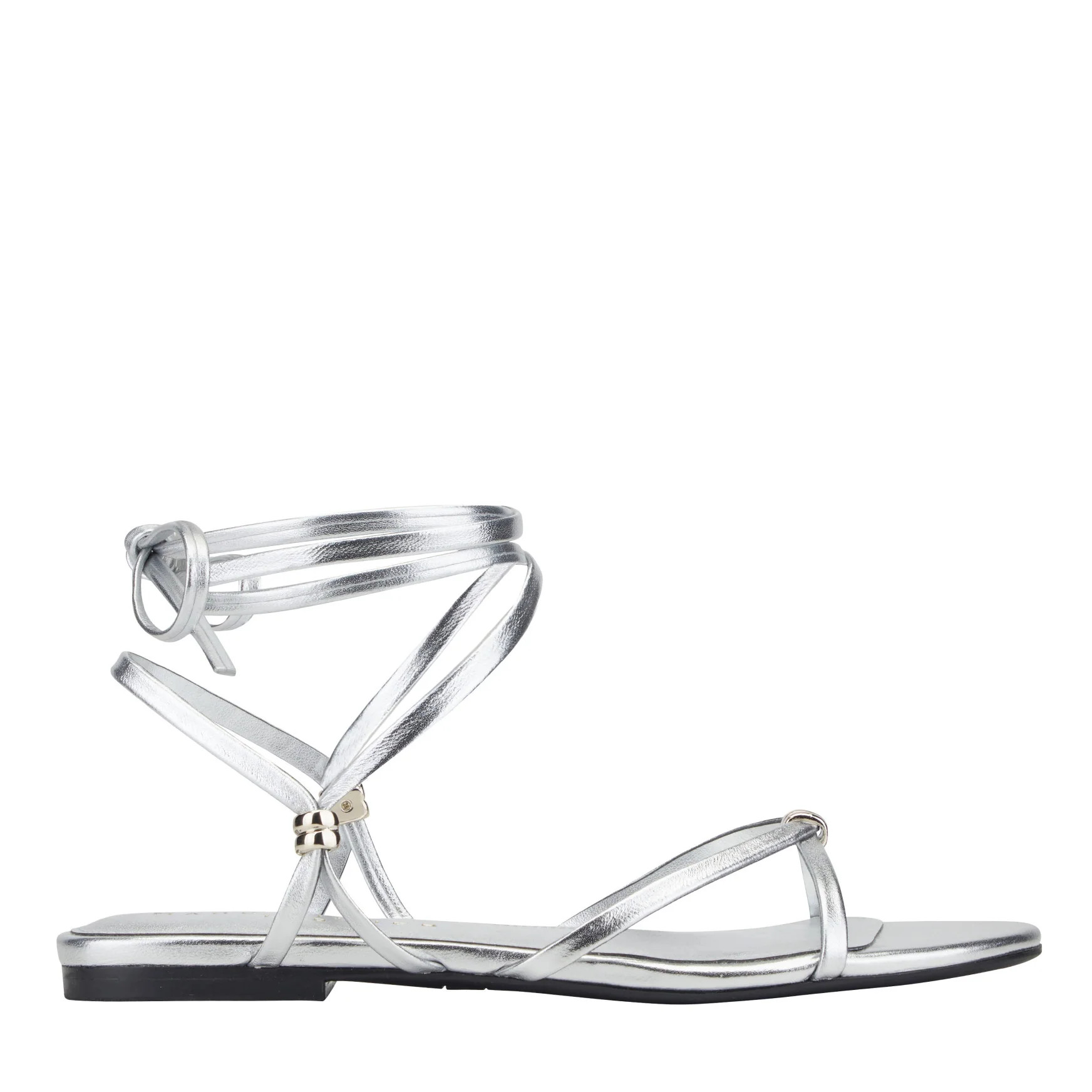 Women's Este Ankle Wrap Leather Sandal - Silver Leather | Marc Fisher Footwear | Marc Fisher