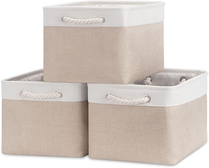 Bidtakay Baskets Large Fabric Storage Bins with Handles [3-Pack] Collapsible Storage Basket for S... | Amazon (US)