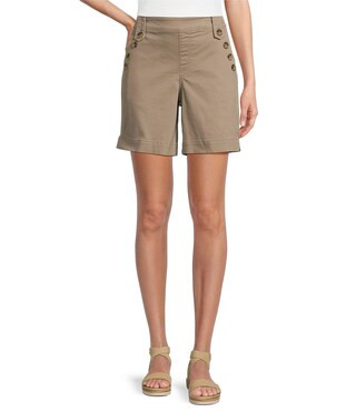 Pull-On Button Embellished Marina Shorts | Dillard's