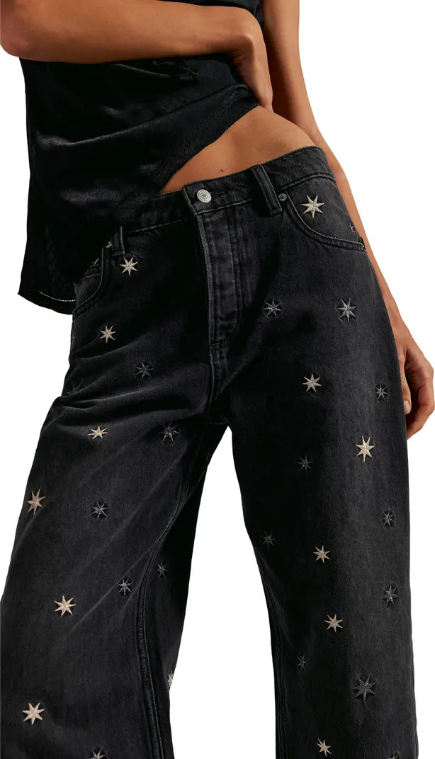 Free People Deep Trance Embroidered Barrel Leg Jeans | Nordstrom | Nordstrom