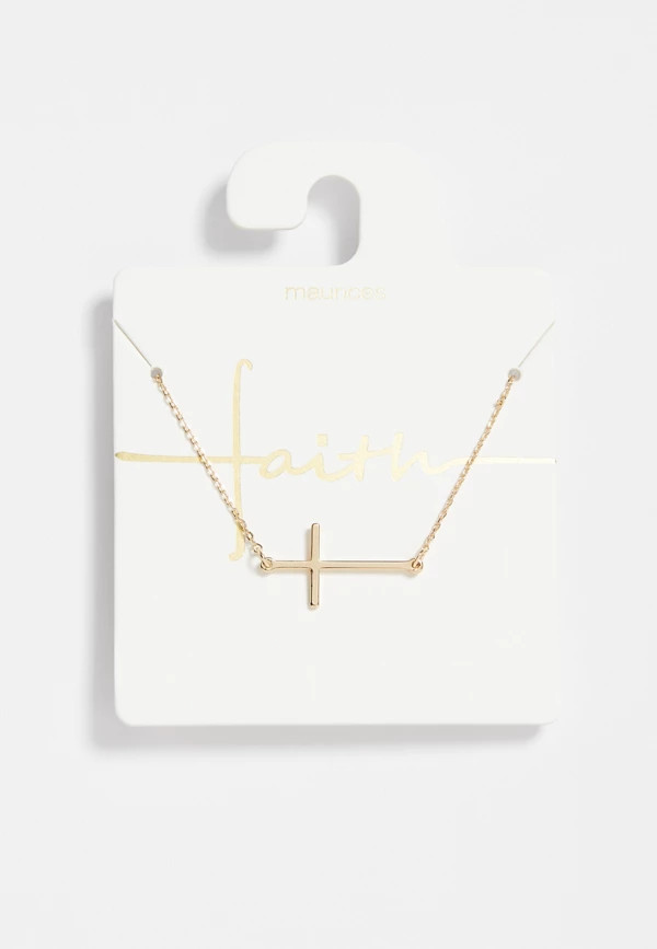 Dainty Side Cross Necklace | Maurices