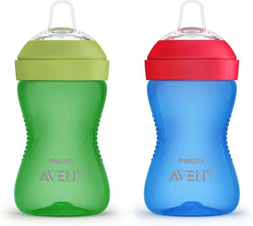 Philips AVENT My Grippy Spout Sippy Cup with Soft Spout and Leak-Proof Design, Blue/Green, 10oz, ... | Amazon (US)