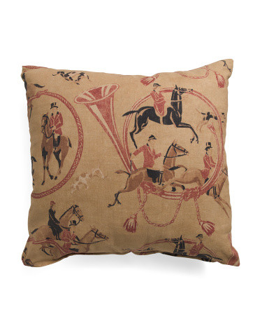 24x24 Linen Off To The Races Horses Oversized Luxury Pillow | Polyester/Cotton | Marshalls