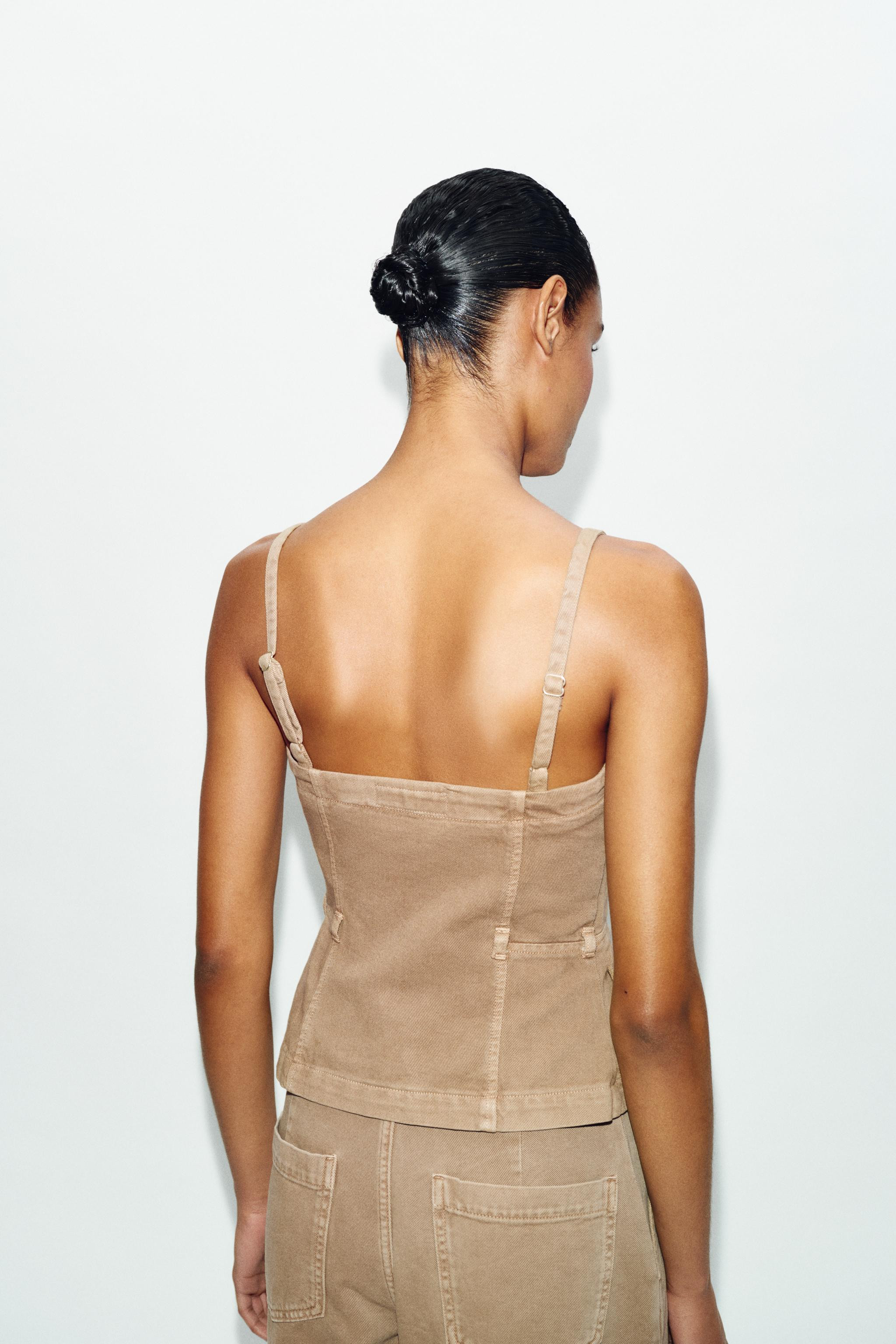 Z1975 DENIM STRAPPY CROP TOP | Zara US