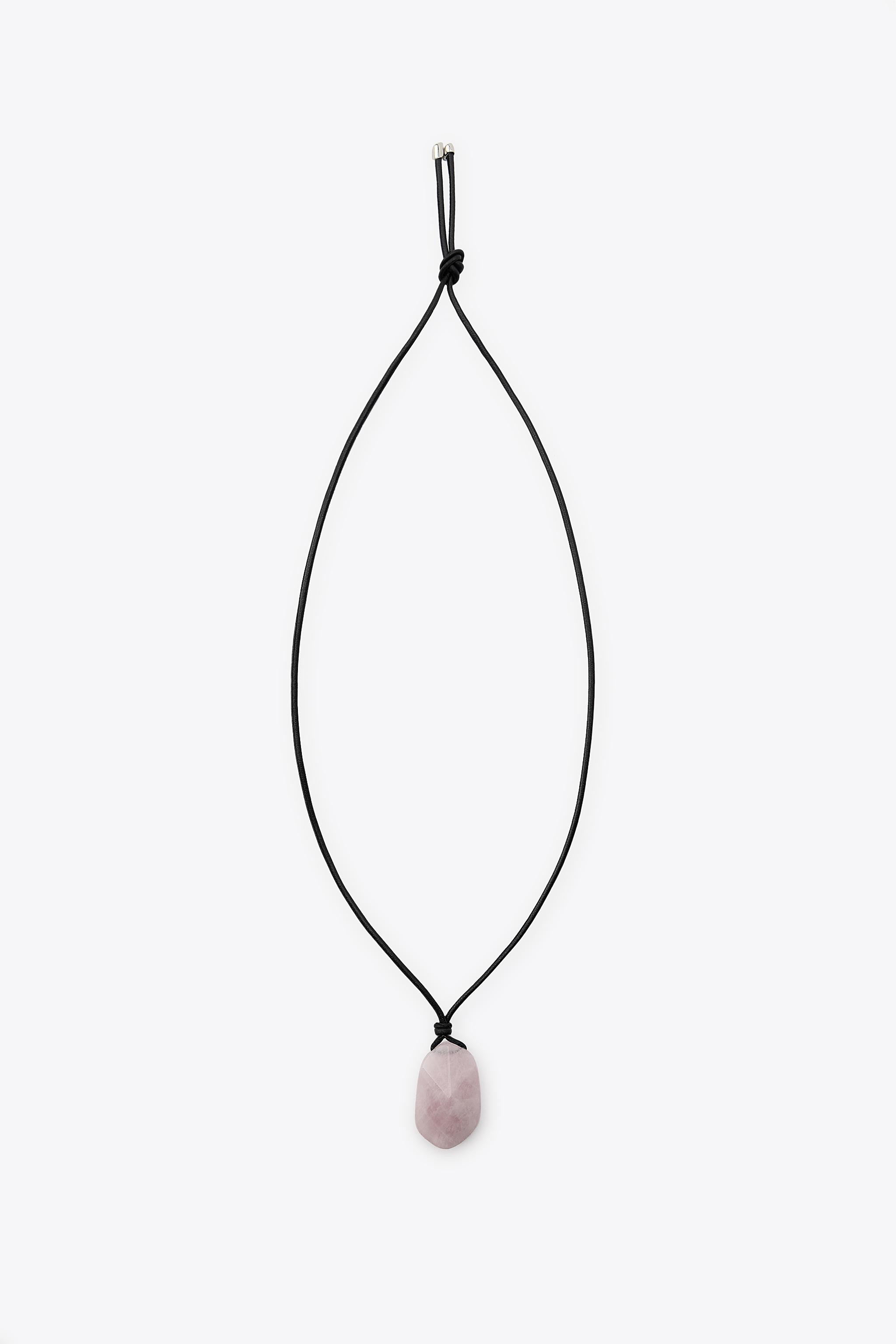 LEATHER CORD STONE NECKLACE | Zara US
