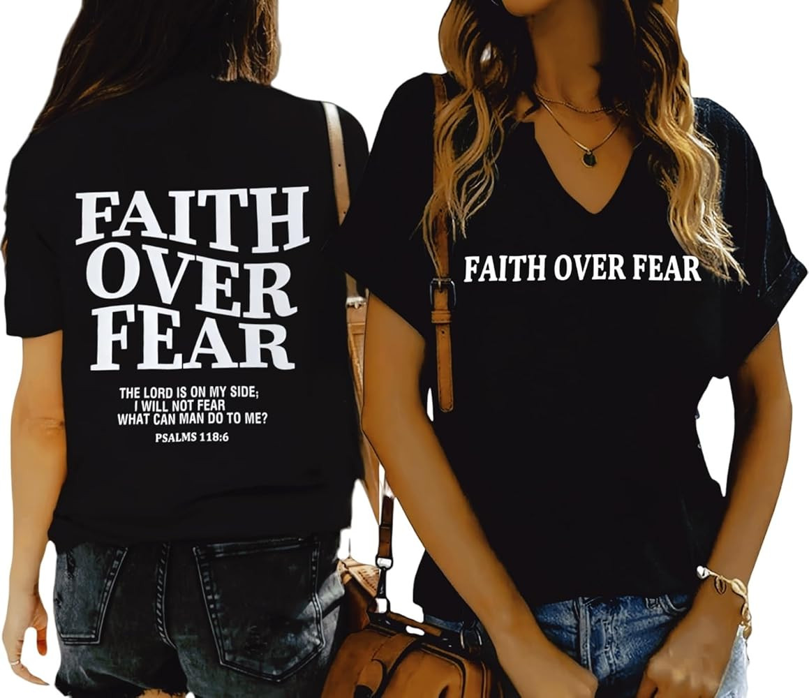 Women V Neck Christian Shirts Vintage Bible Verse Boho Floral Graphic Tees Christian Gifts for He... | Amazon (US)