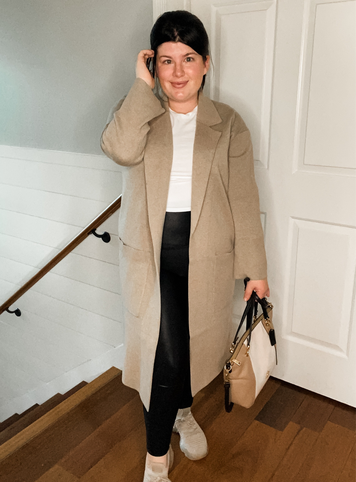 hot mom errand fit - faux leather leggings & oversized coatigan in neutral tones.

A&F - TSS
J Crew - size down 2
Spanx - size up 2

#LTKSpringSale 

#LTKsalealert #LTKmidsize #LTKfindsunder100