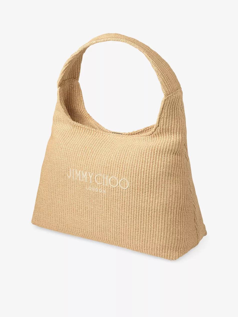 Beach Diamond Logo-Embroidered Hobo Raffia Bag | Selfridges