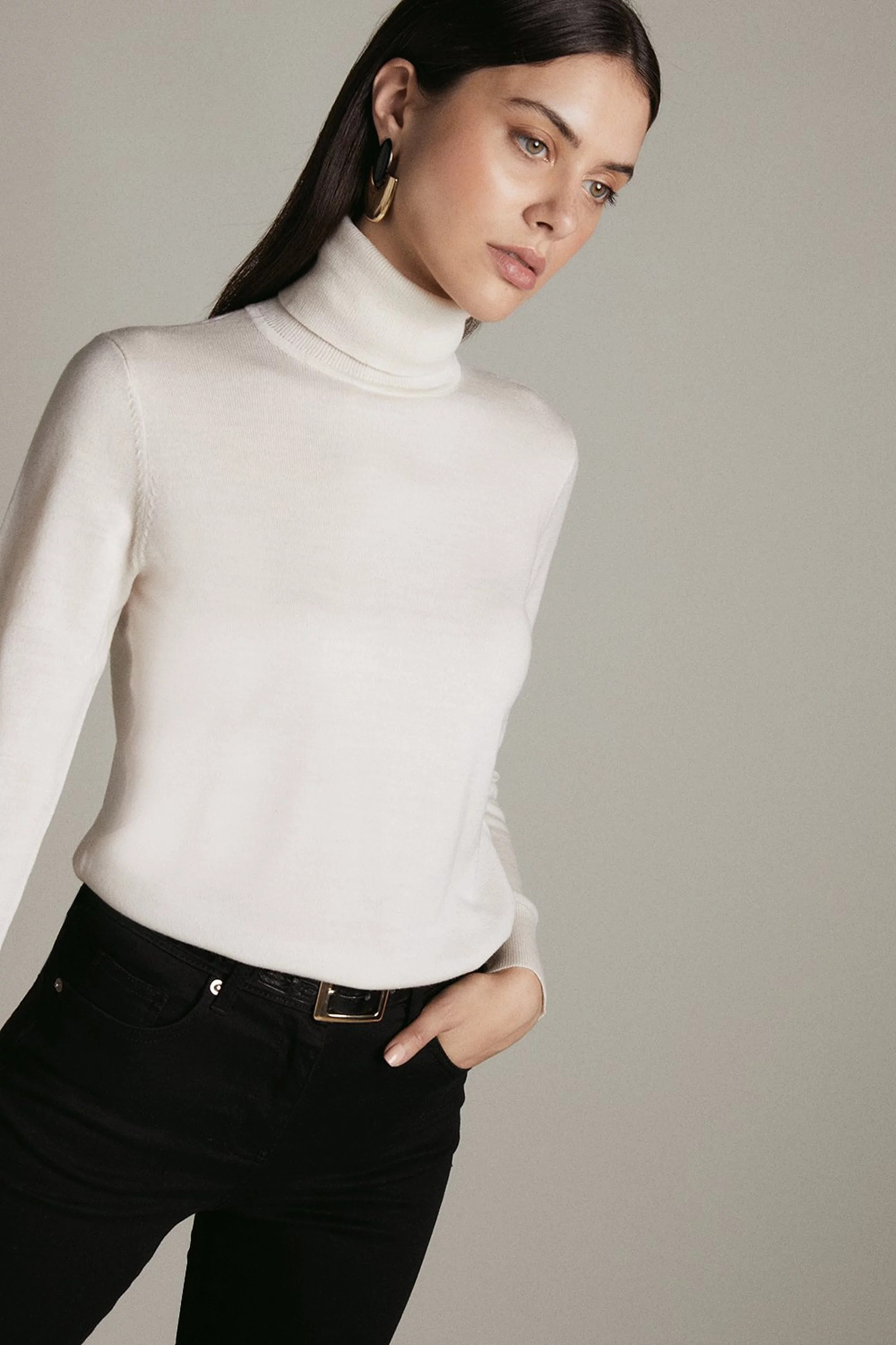 Merino Wool Roll Neck Jumper | Karen Millen UK + IE + DE + NL