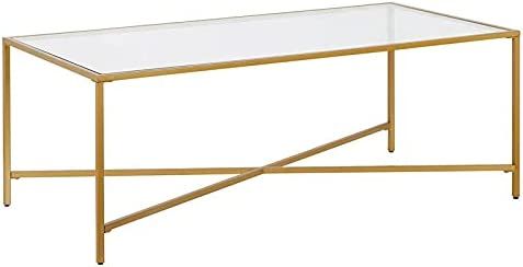 Henley 48'' Wide Rectangular Coffee Table with Glass Top in Brass | Amazon (US)